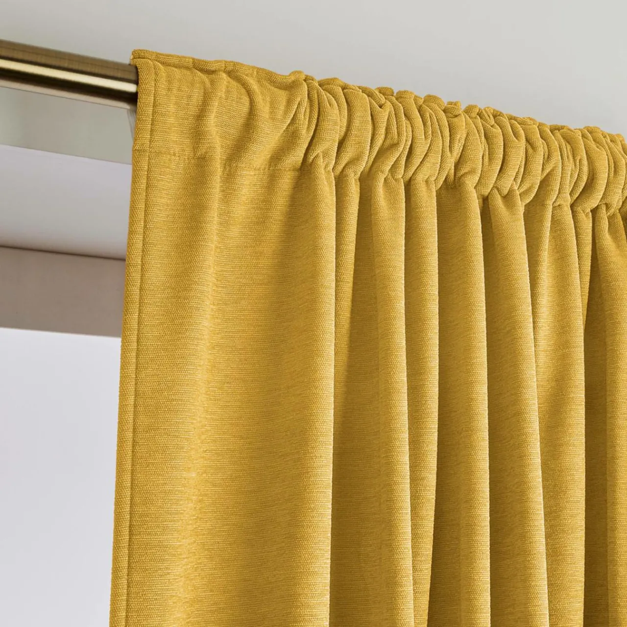 Rideau|EMINZA Rideau obscurcissant thermique galon fronceur (140 x 240 cm) Minuit Jaune ocre