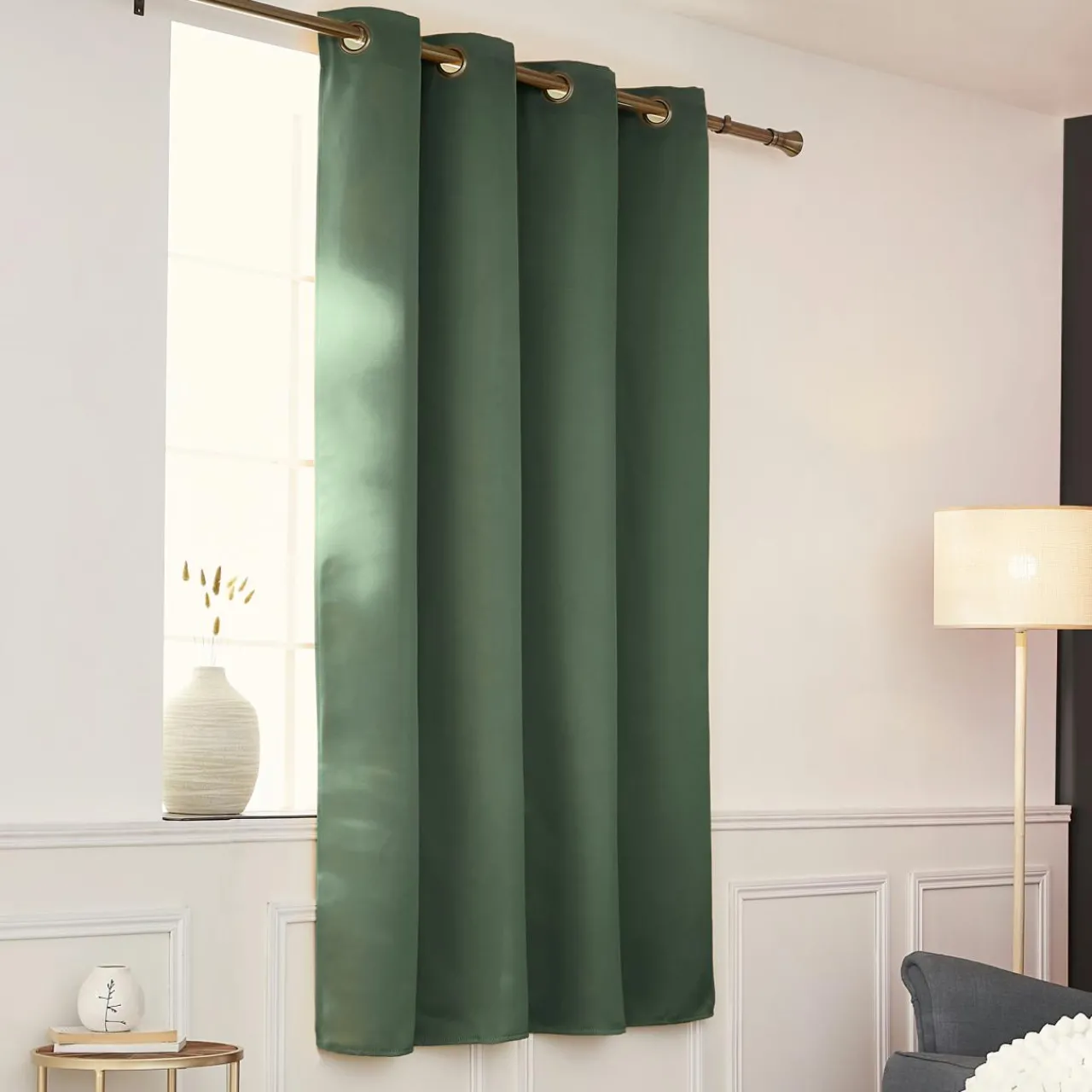 Rideau Thermique|Rideau|EMINZA Rideau obscurcissant thermique (140 x 180 cm) Calore Vert romarin