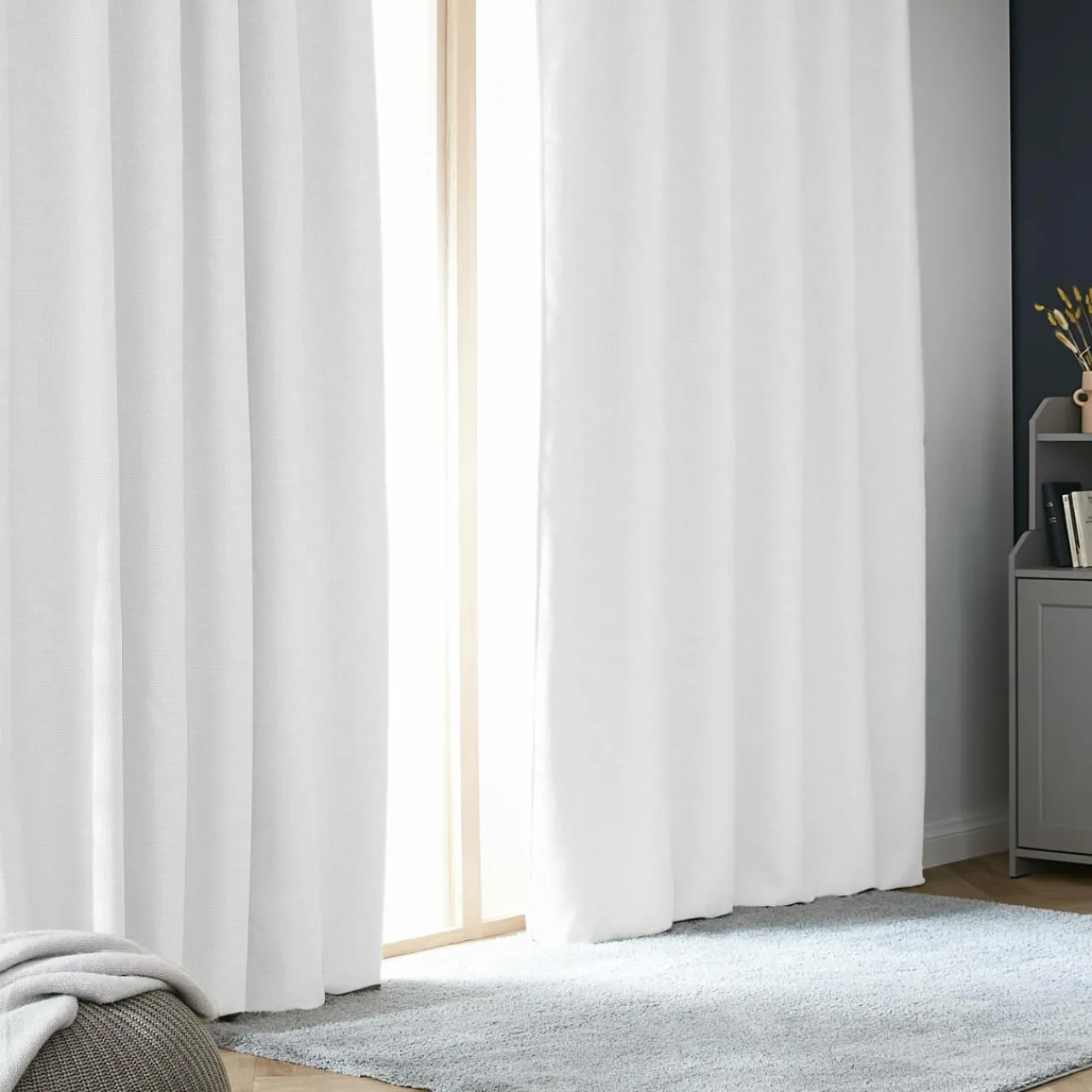 Rideau Thermique|Rideau|EMINZA Rideau obscurcissant thermique galon fronceur (140 x 240 cm) Alba perle Blanc