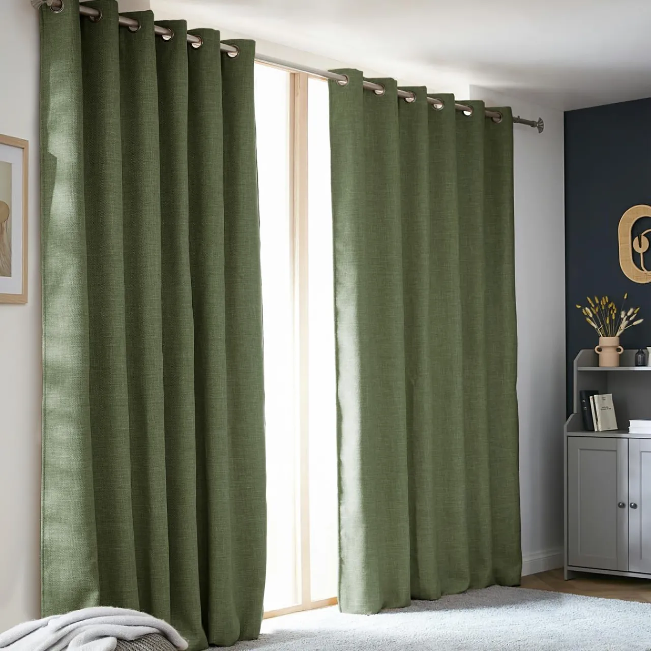 Rideau Thermique|Rideau|EMINZA Rideau obscurcissant thermique (180 x 260 cm) Alba Vert kaki