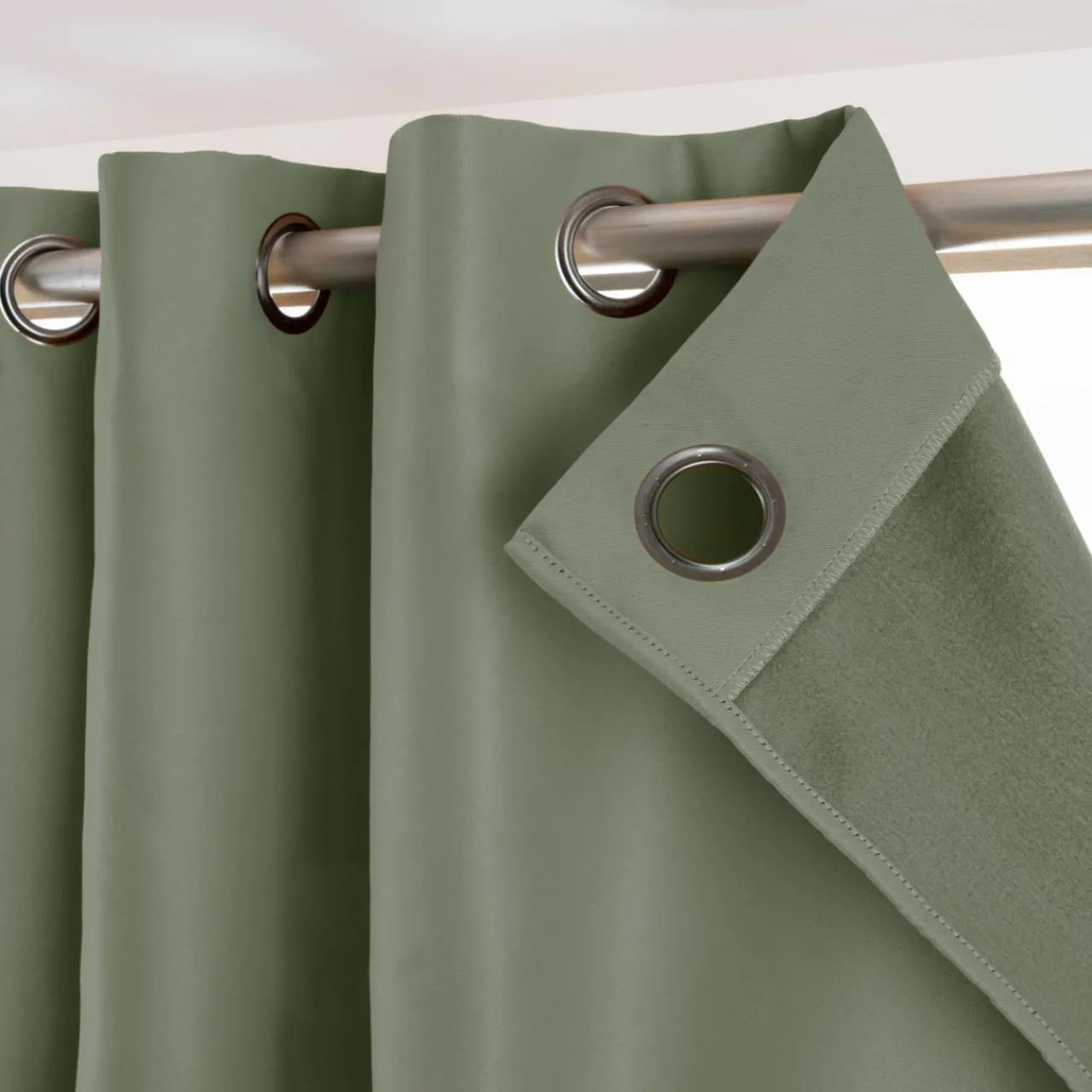 Rideau Thermique|Rideau|EMINZA Rideau obscurcissant thermique (180 x 260 cm) Calore Vert kaki