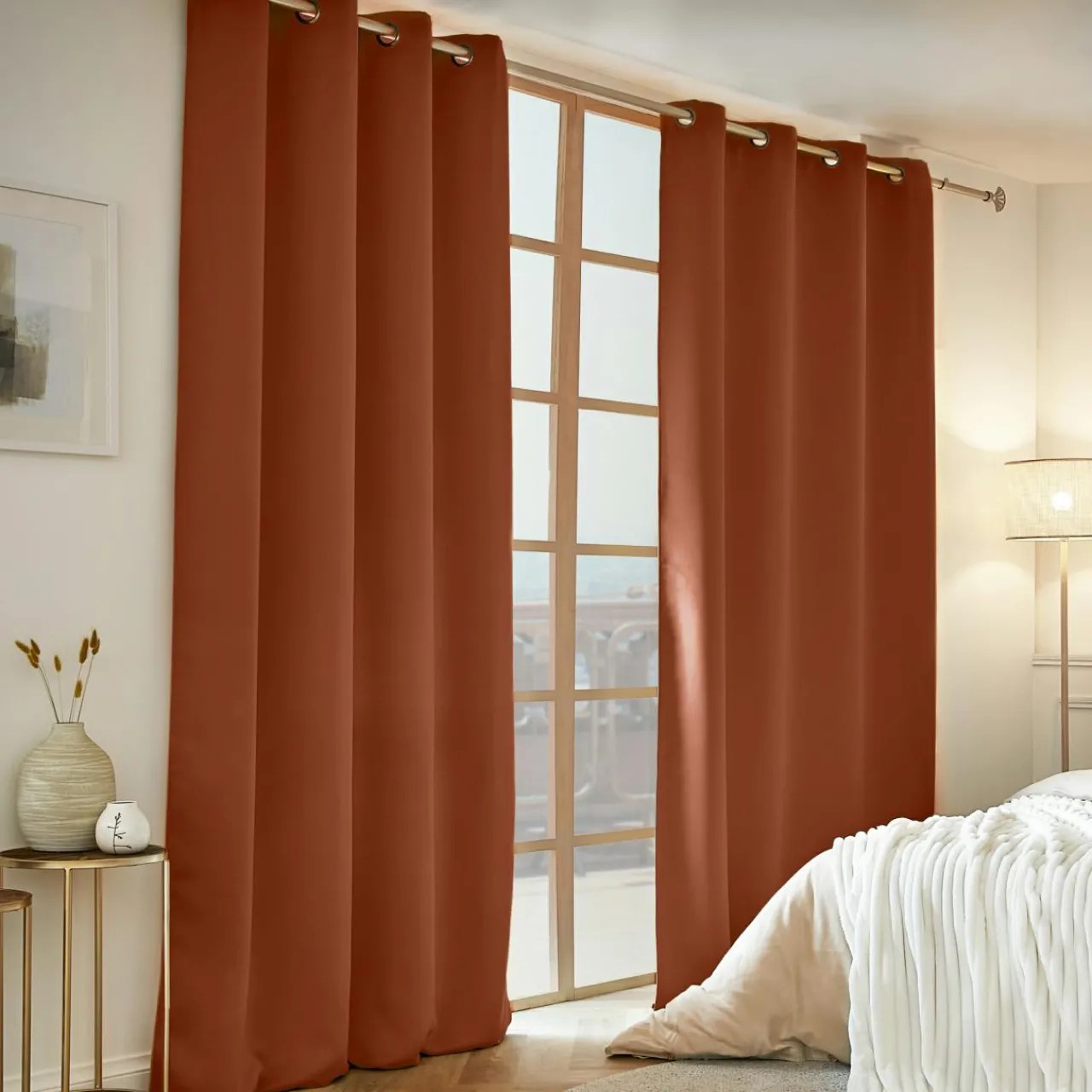 Rideau Thermique|Rideau|EMINZA Rideau obscurcissant thermique (140 x 240 cm) Calore Terracotta