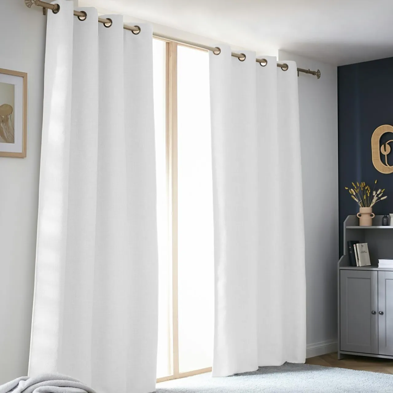 Rideau Thermique|Rideau|EMINZA Rideau obscurcissant thermique (140 x 240 cm) Alba perle Blanc