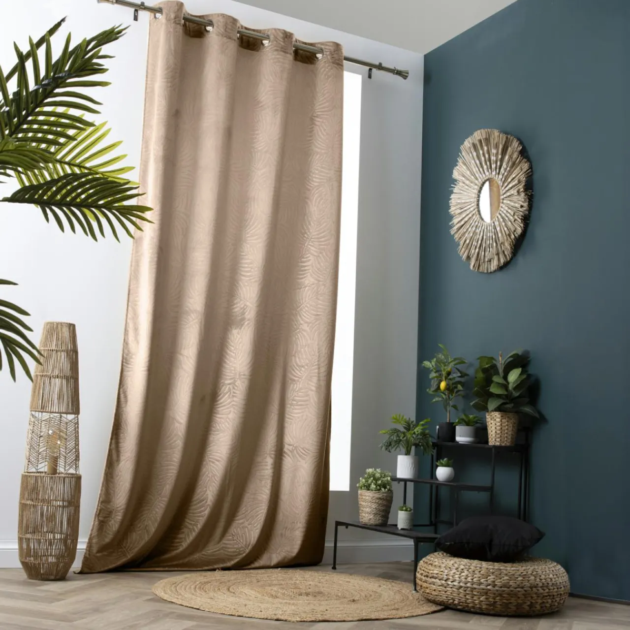 Rideau|EMINZA Rideau obscurcissant velours (140 x 280 cm) Fern Taupe