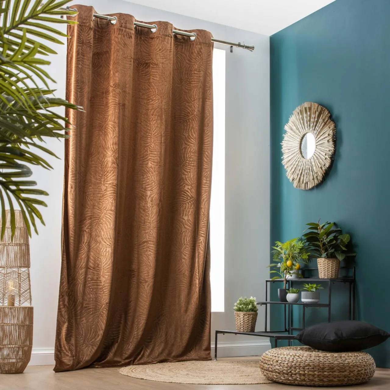 Rideau|EMINZA Rideau obscurcissant velours (140 x 280 cm) Fern Camel