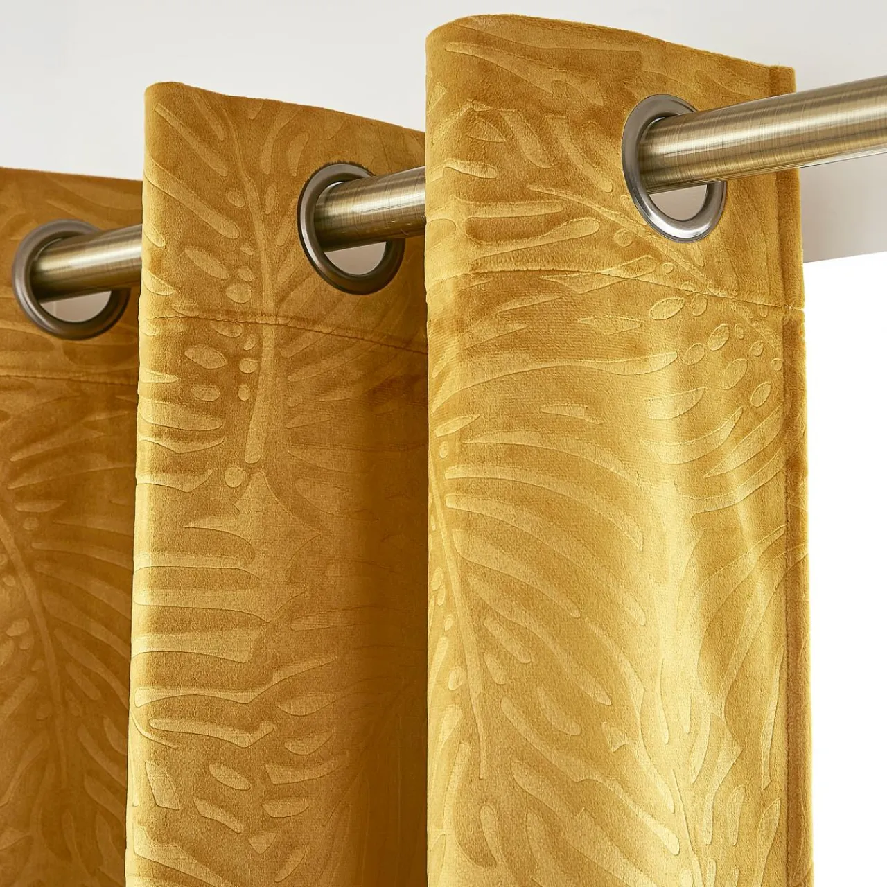 Rideau|EMINZA Rideau obscurcissant velours (140 x 280 cm) Fern Jaune ocre