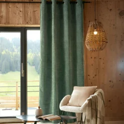 Rideau Thermique|Rideau|EMINZA Rideau occultant isolant Total Blackout (140 x 240 cm) Magnus Vert romarin