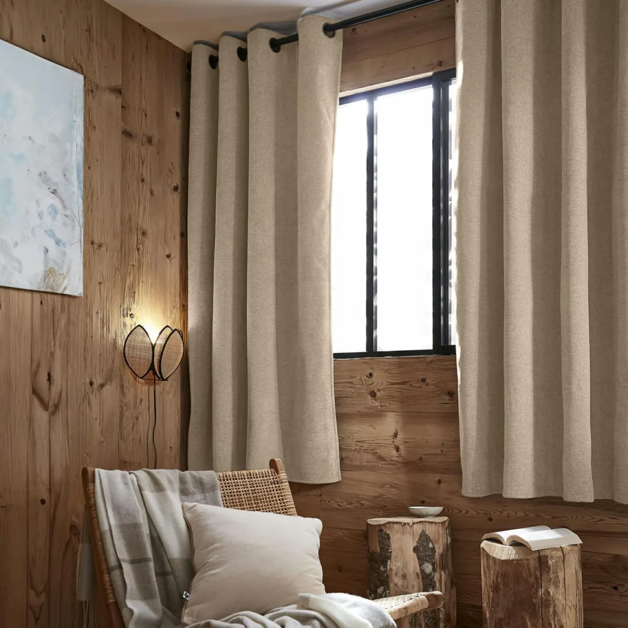 Rideau Thermique|Rideau|EMINZA Rideau occultant isolant Total Blackout (140 x 180 cm) Magnus Ecru