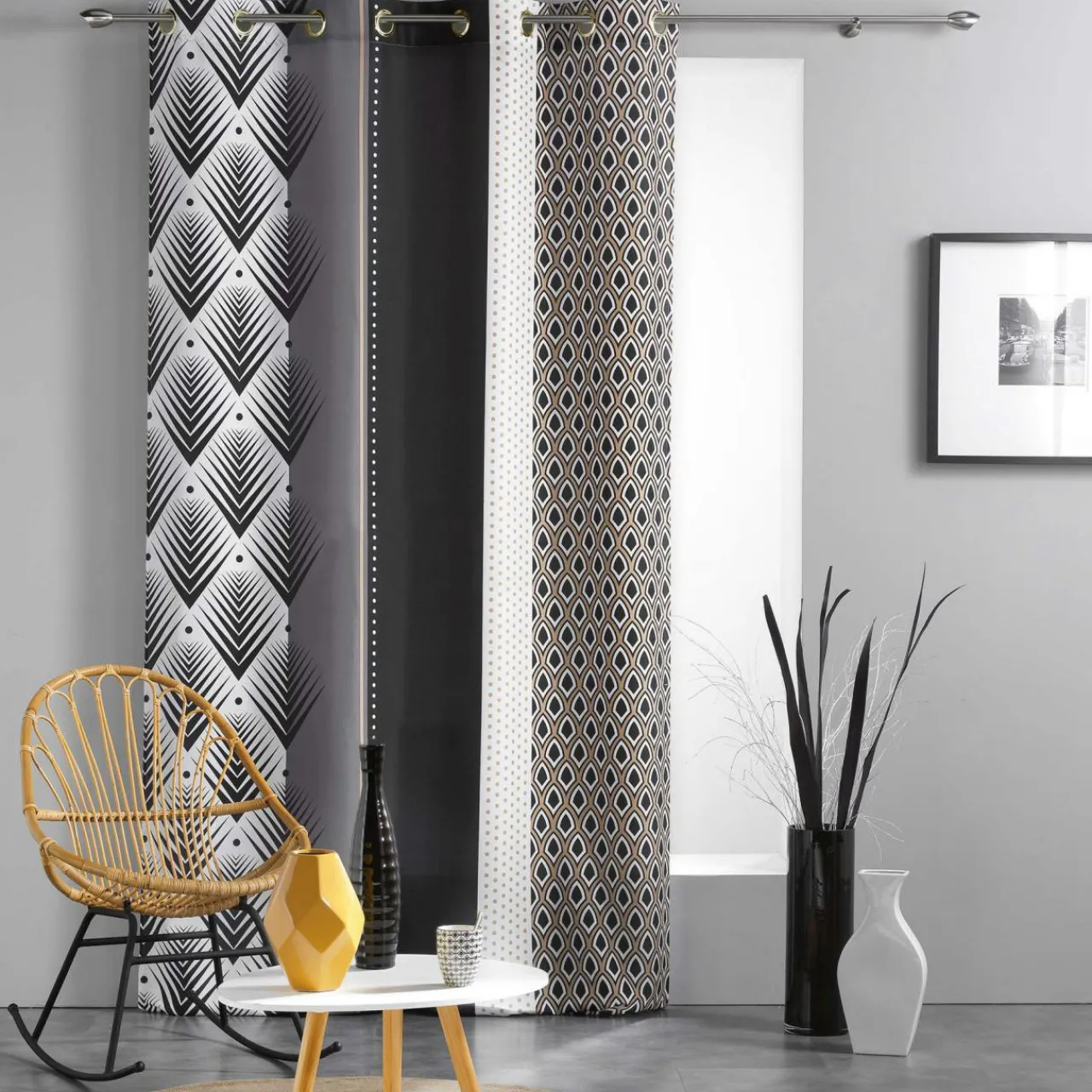 Rideau|DOUCEUR D'INTERIEUR Rideau oeillets (140 X 260 cm) Galileo Noir