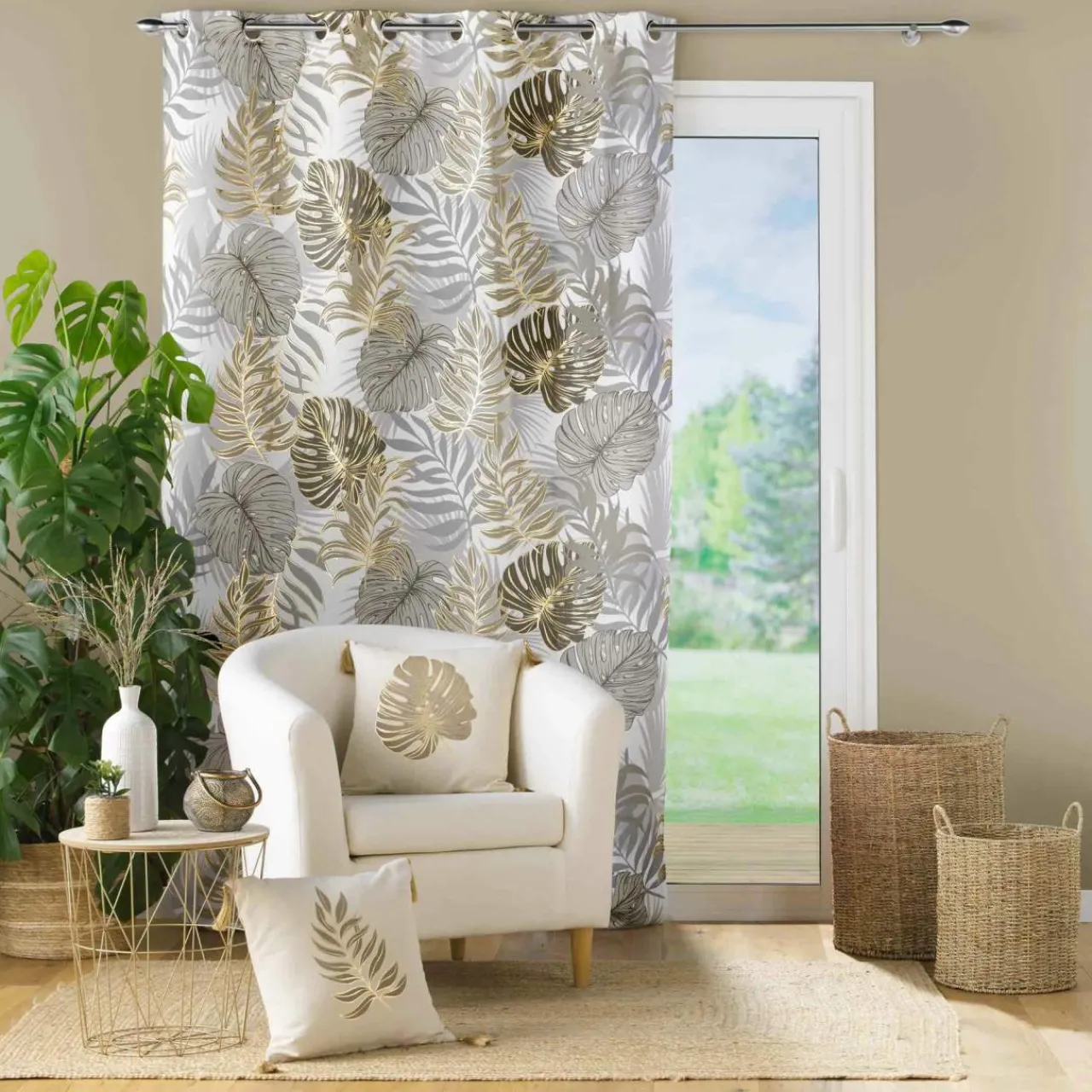 Rideau|DOUCEUR D'INTERIEUR Rideau oeillets (140 x 260 cm) Mogador Beige