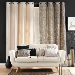 Rideau|DOUCEUR D'INTERIEUR Rideau oeillets (140 x 240 cm) Pandore Noir