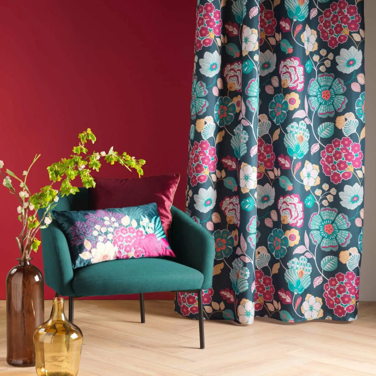 Rideau|DOUCEUR D'INTERIEUR Rideau oeillets (140 x 260 cm) Winteria Bleu canard