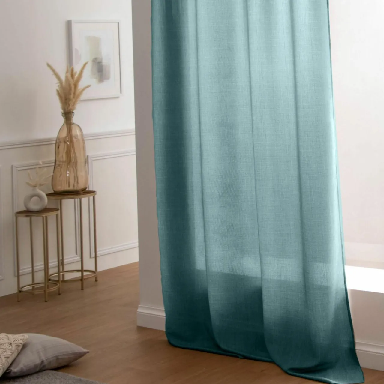 Rideau|LOVELY CASA Rideau oeillets (140 x H260 cm) Béa Bleu canard