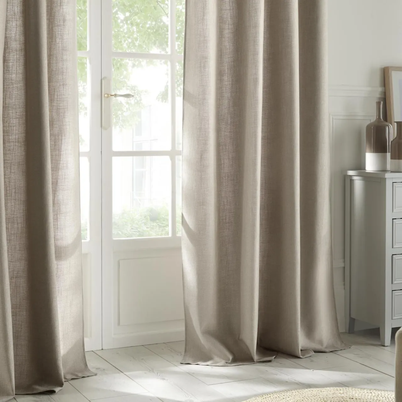 Rideau|Atmosphera, cru017dateur d'intu017drieur Rideau tissé (140 x 260 cm) Clem lin Beige