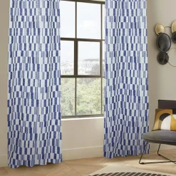 Rideau|Atmosphera, cru017dateur d'intu017drieur Rideau tissé (140 x 260 cm) Leyna Bleu