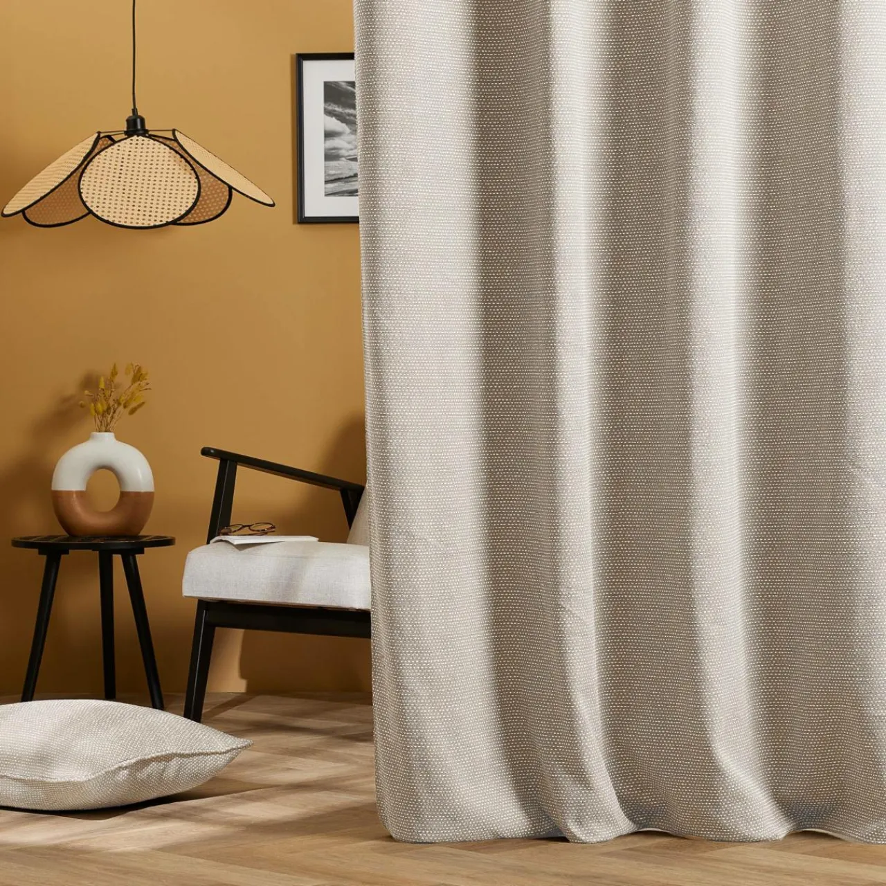 Rideau|EMINZA Rideau tissage jacquard (140 x 240 cm) Oscar Taupe