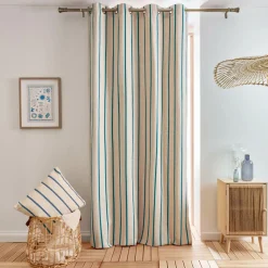 Coussin Déco D'Extérieur|Coussin Déco D'Extérieur|EMINZA Rideau toile de coton (135 x 260 cm) Ocealys Bleu marine