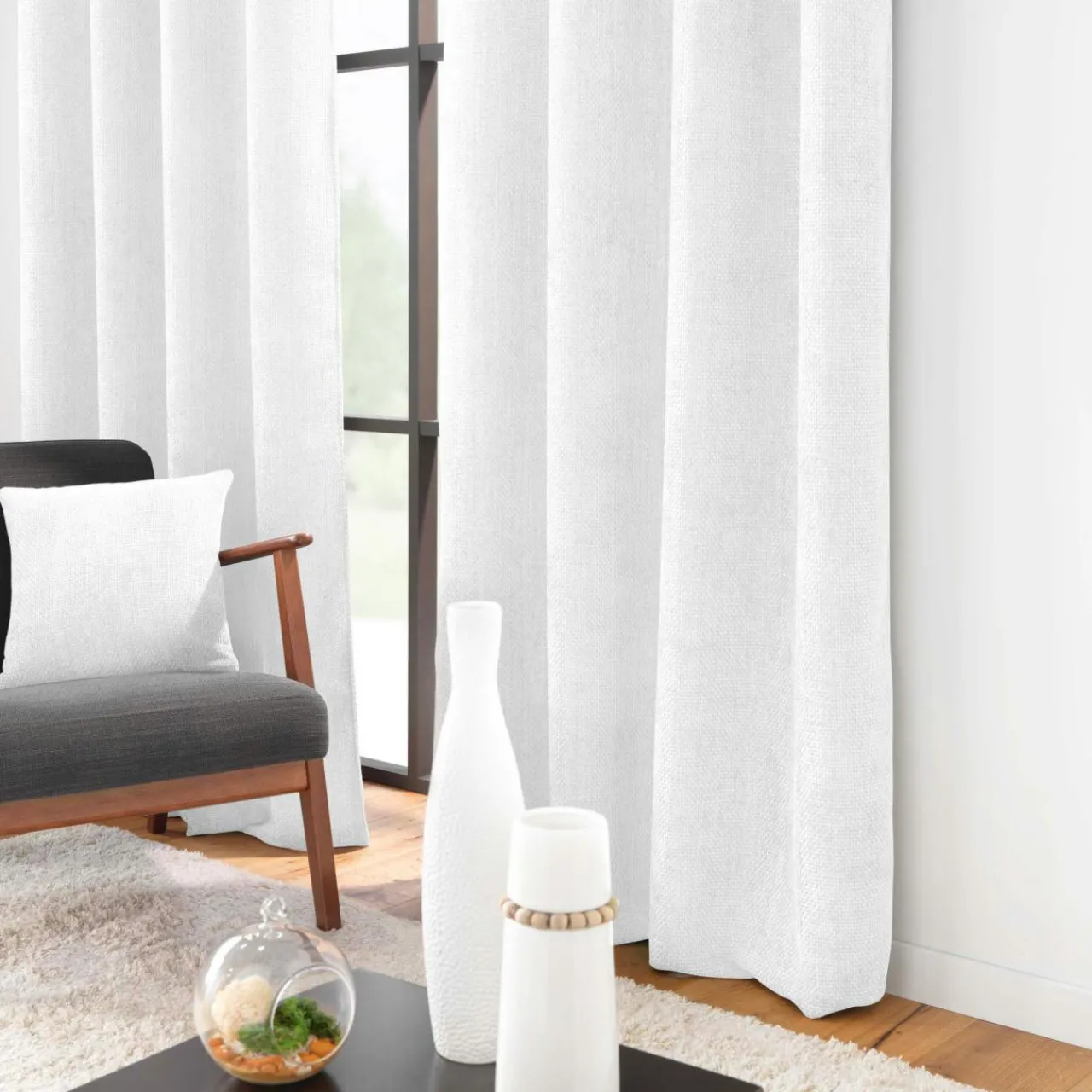 Rideau|douceur d'intu017drieur Rideau velours chenille (140 x 260 cm) Leo Blanc