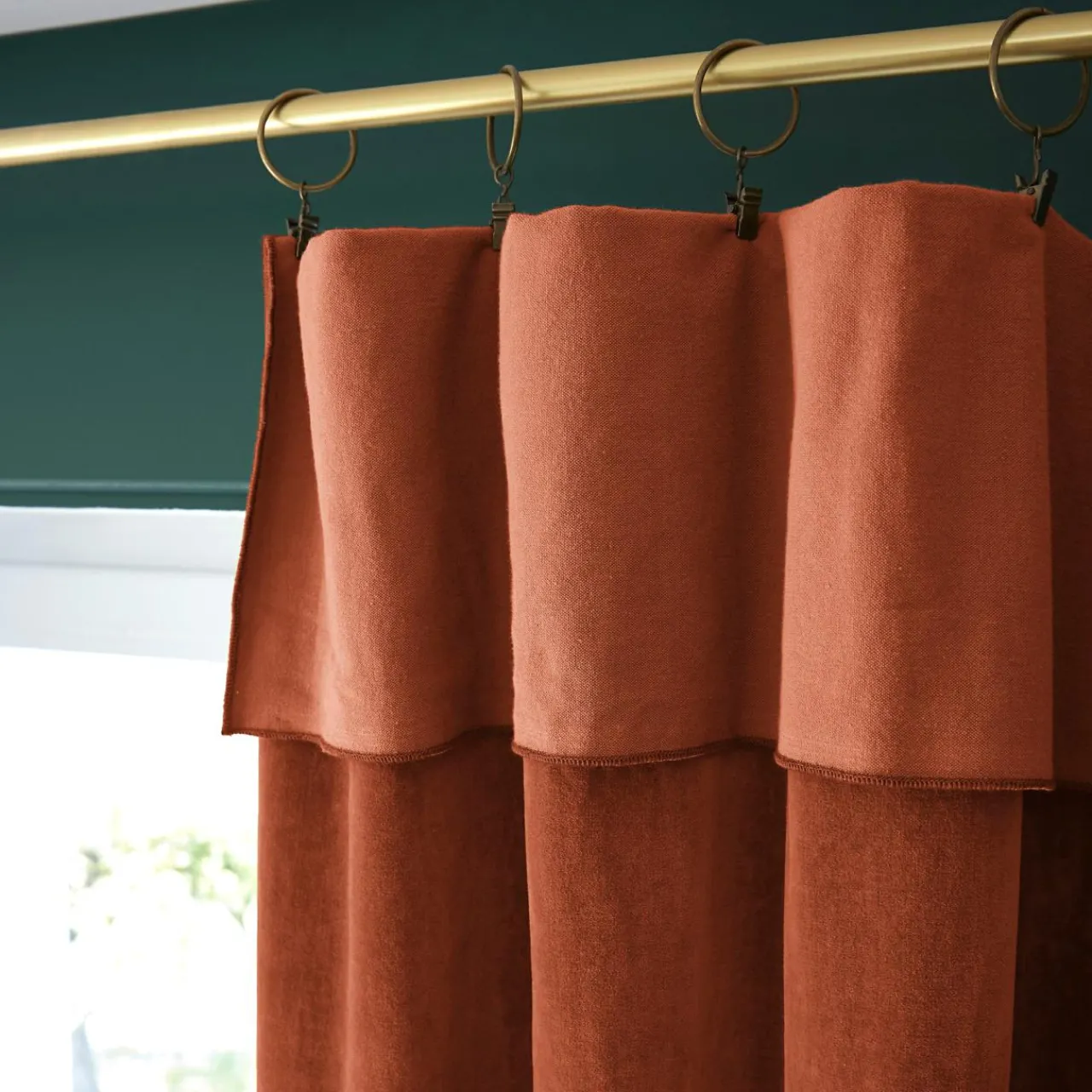 Rideau|EMINZA Rideau velours de coton ajustable (140 x max 270 cm) Victor Terracotta