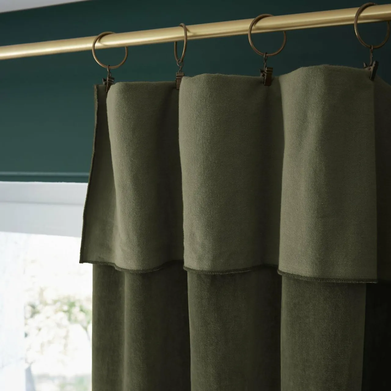 Rideau|EMINZA Rideau velours de coton ajustable (140 x max 270 cm) Victor thym Vert