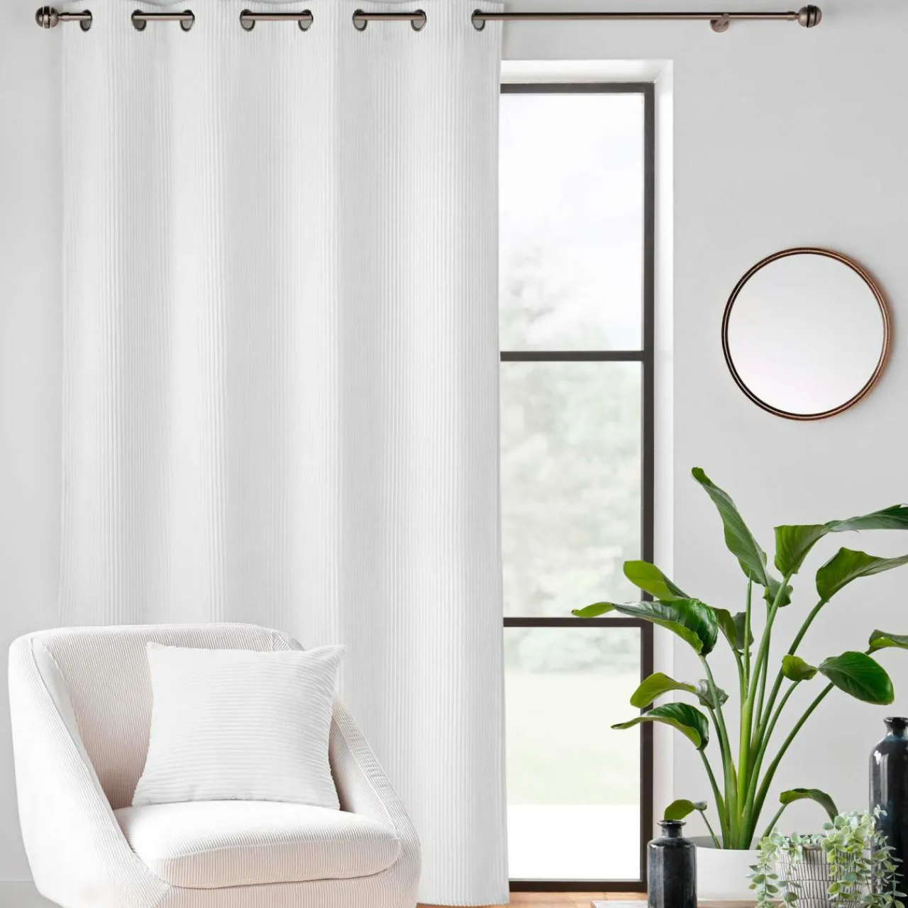 Rideau|douceur d'intu017drieur Rideau velours relief (140 x 260 cm) Nils Blanc