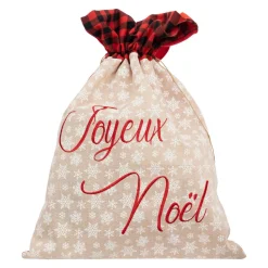 Bonnet, Chaussette Et Costume|Déco Et Objet De Noël|Feeric Lights & Christmas Sac cadeau en jute (H70 cm) Écosse et flocons Rouge