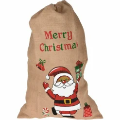 Bonnet, Chaussette Et Costume|Déco Et Objet De Noël|KOOPMAN Sac cadeau en tissu (H90 cm) "Merry christmas" Rouge