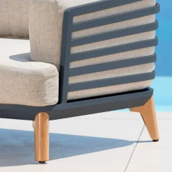 Salon De Jardin|MOBELLIA Salon de jardin aluminium 4 places 5 pcs Monte Carlo Gris anthracite et taupe Anthracite - Taupe