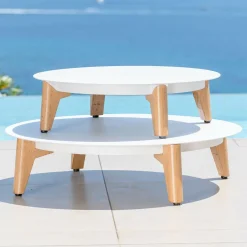 Salon De Jardin|MOBELLIA Salon de jardin aluminium 4 places 5 pcs Monte Carlo Blanc et taupe Blanc - Taupe