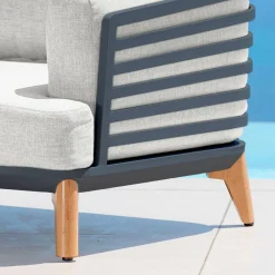 Salon De Jardin|MOBELLIA Salon de jardin aluminium 5 places 5 pcs Monte Carlo Gris anthracite et gris clair Anthracite - Gris Clair