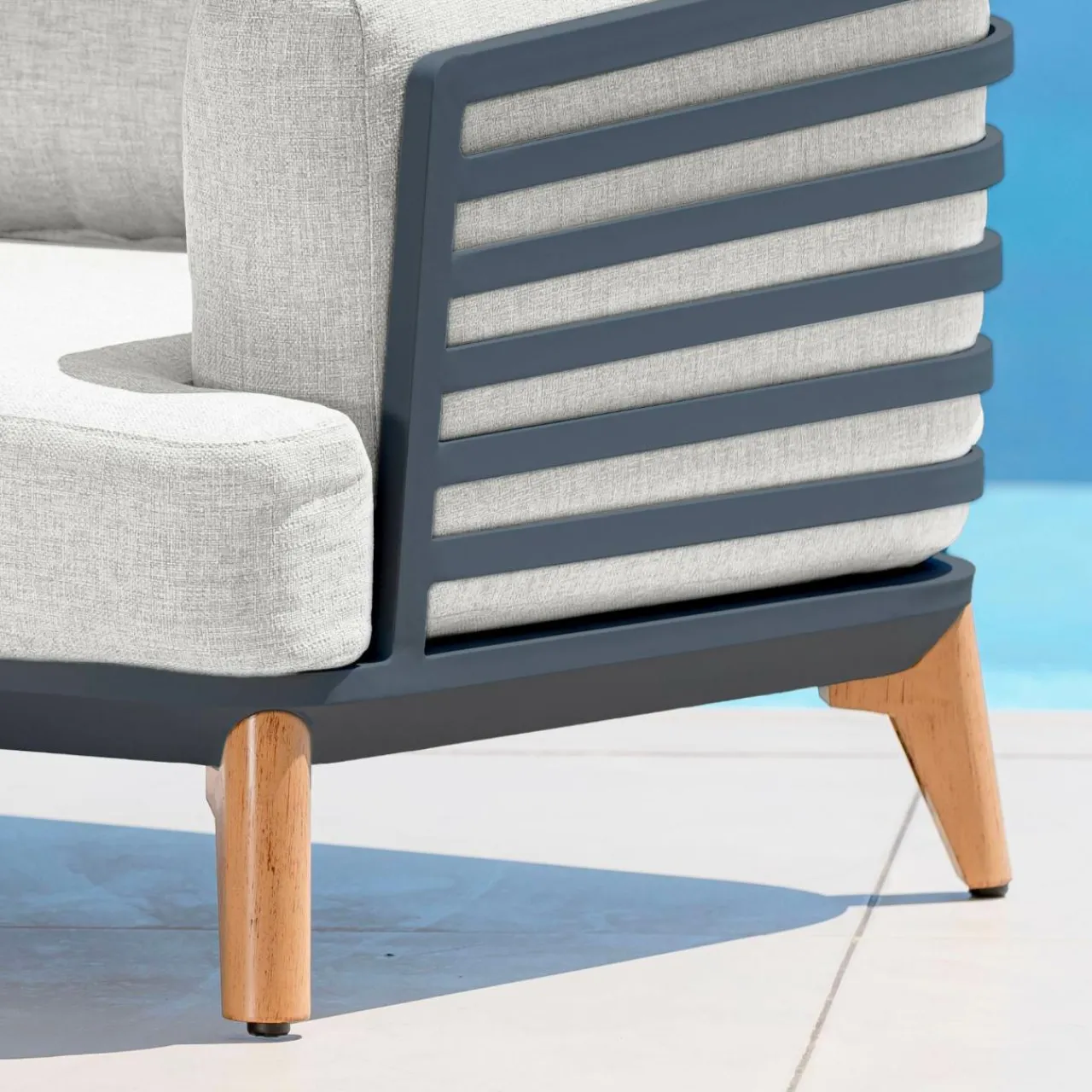 Salon De Jardin|MOBELLIA Salon de jardin aluminium 9 places 12 pcs Monte Carlo Gris anthracite et gris clair Anthracite - Gris Clair