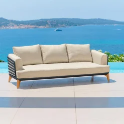 Salon De Jardin|MOBELLIA Salon de jardin aluminium 12 places 8 pcs Monte Carlo Gris anthracite et beige Anthracite - Beige