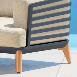 Salon De Jardin|MOBELLIA Salon de jardin aluminium 12 places 8 pcs Monte Carlo Gris anthracite et beige Anthracite - Beige