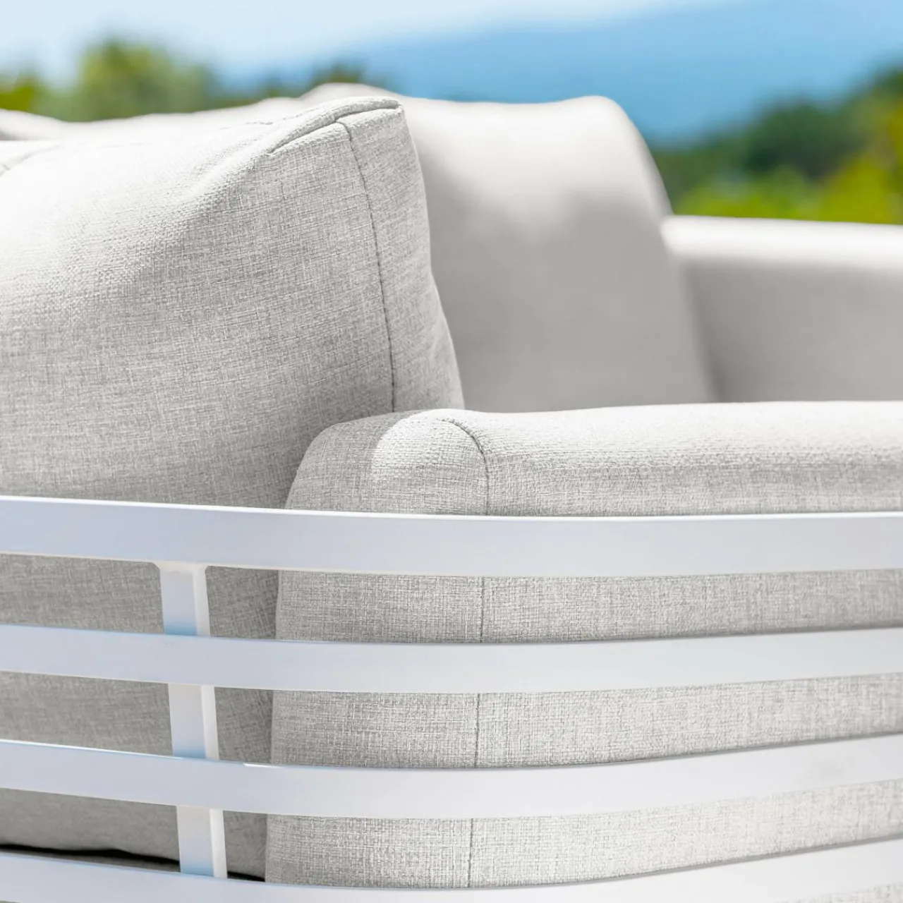 Salon De Jardin|MOBELLIA Salon de jardin aluminium 9 places 12 pcs Monte Carlo Blanc et gris clair Blanc - Gris Clair