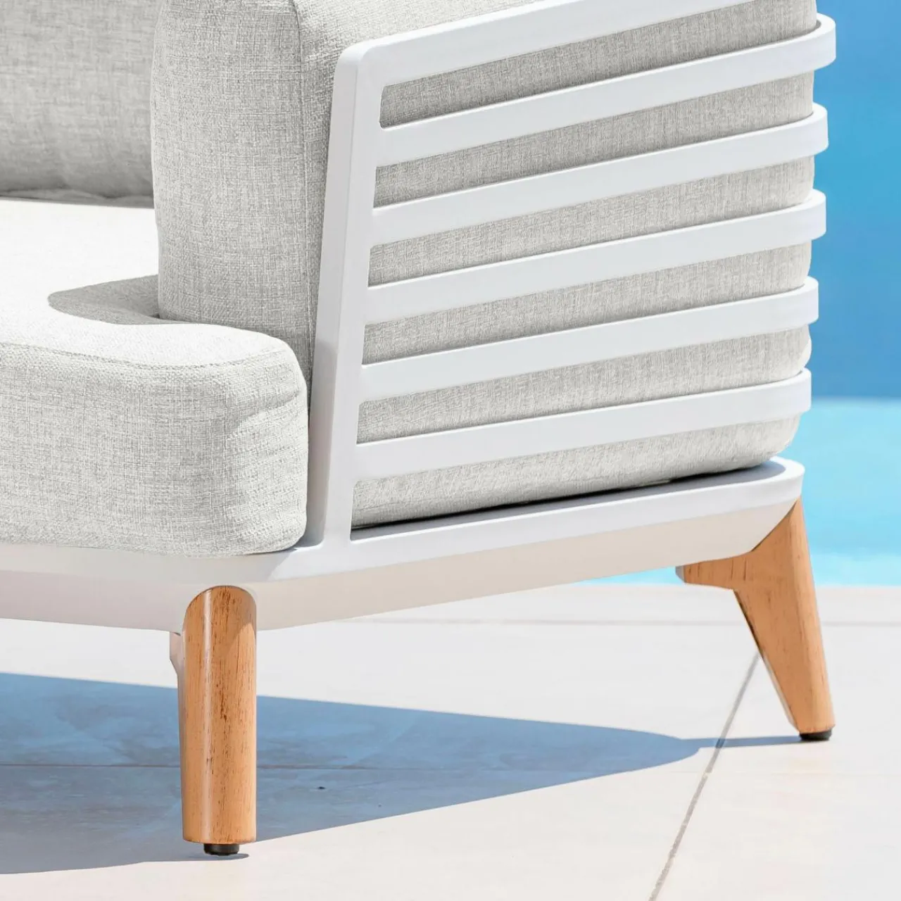 Salon De Jardin|MOBELLIA Salon de jardin aluminium 8 places 6 pcs Monte Carlo Blanc et gris clair Blanc - Gris Clair