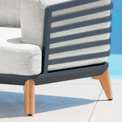 Salon De Jardin|MOBELLIA Salon de jardin aluminium 8 places 6 pcs Monte Carlo Gris anthracite et gris clair Anthracite - Gris Clair