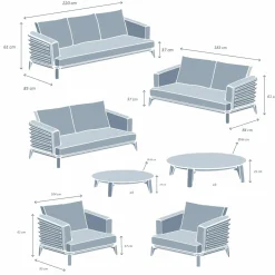 Salon De Jardin|MOBELLIA Salon de jardin aluminium 9 places 12 pcs Monte Carlo Blanc et taupe Blanc - Taupe