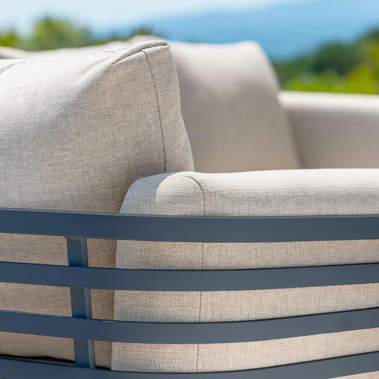 Salon De Jardin|MOBELLIA Salon de jardin aluminium 8 places 6 pcs Monte Carlo Gris anthracite et taupe Anthracite - Taupe