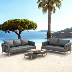 Salon De Jardin|MOBELLIA Salon de jardin aluminium 5 places 4 pcs Monte Carlo Gris Anthracite