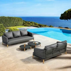 Salon De Jardin|MOBELLIA Salon de jardin aluminium 5 places 4 pcs Monte Carlo Gris Anthracite