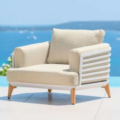 Salon De Balcon|Salon De Jardin|MOBELLIA Salon de jardin aluminium 2 places 3 pcs Monte Carlo Blanc et beige Blanc - Beige