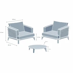 Salon De Balcon|Salon De Jardin|MOBELLIA Salon de jardin aluminium 2 places 3 pcs Monte Carlo Blanc et beige Blanc - Beige