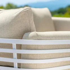 Salon De Jardin|MOBELLIA Salon de jardin aluminium 5 places 5 pcs Monte Carlo Blanc et beige Blanc - Beige