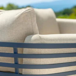 Salon De Jardin|MOBELLIA Salon de jardin aluminium 8 places 6 pcs Monte Carlo Gris anthracite et beige Anthracite - Beige