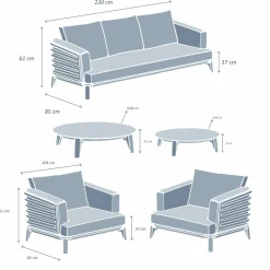 Salon De Jardin|MOBELLIA Salon de jardin aluminium 5 places 5 pcs Monte Carlo Gris Anthracite