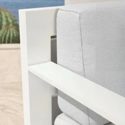 Salon De Jardin|MOBELLIA Salon de jardin aluminium 5 places 4 pcs Elba Blanc et gris clair Blanc - Gris Clair