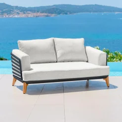 Salon De Jardin|MOBELLIA Salon de jardin aluminium 5 places 4 pcs Monte Carlo Gris anthracite et gris clair Anthracite - Gris Clair