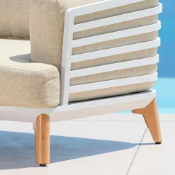 Salon De Jardin|MOBELLIA Salon de jardin aluminium 8 places 6 pcs Monte Carlo Blanc et beige Blanc - Beige