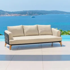 Salon De Jardin|MOBELLIA Salon de jardin aluminium 9 places 12 pcs Monte Carlo Gris anthracite et beige Anthracite - Beige