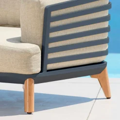 Salon De Jardin|MOBELLIA Salon de jardin aluminium 9 places 12 pcs Monte Carlo Gris anthracite et beige Anthracite - Beige